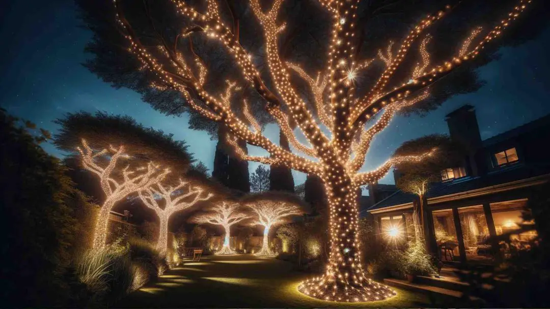 trees with fairy lights