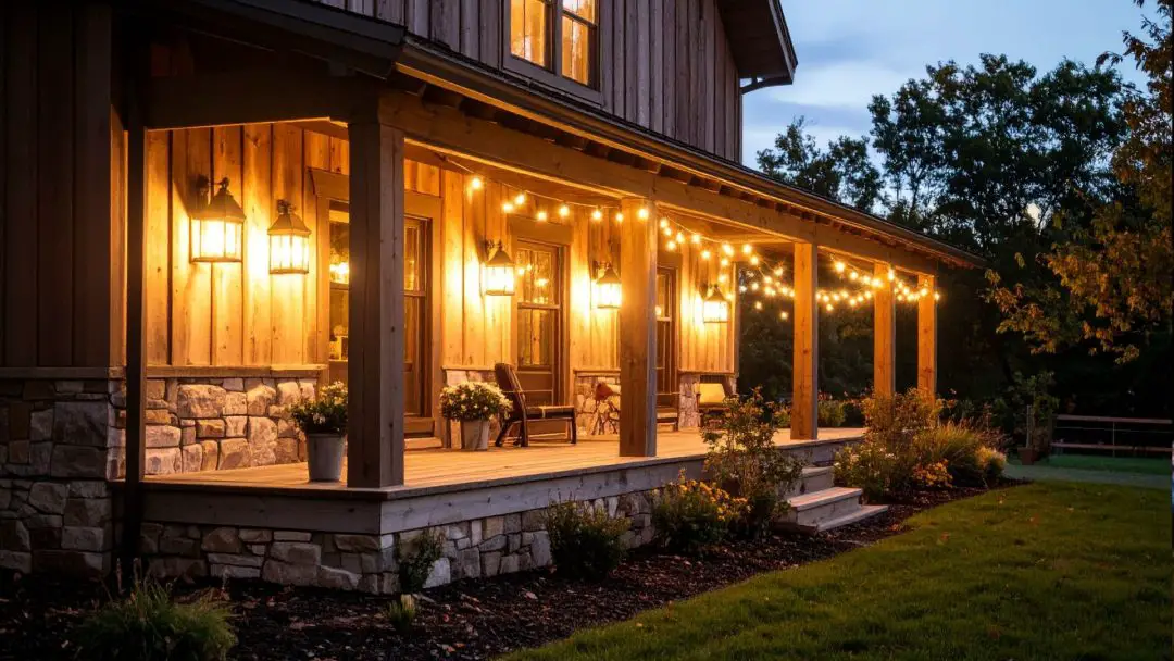 outdoor lighting ideas for farmhouse-style home