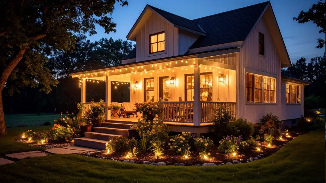 outdoor lighting ideas for farmhouse-style home