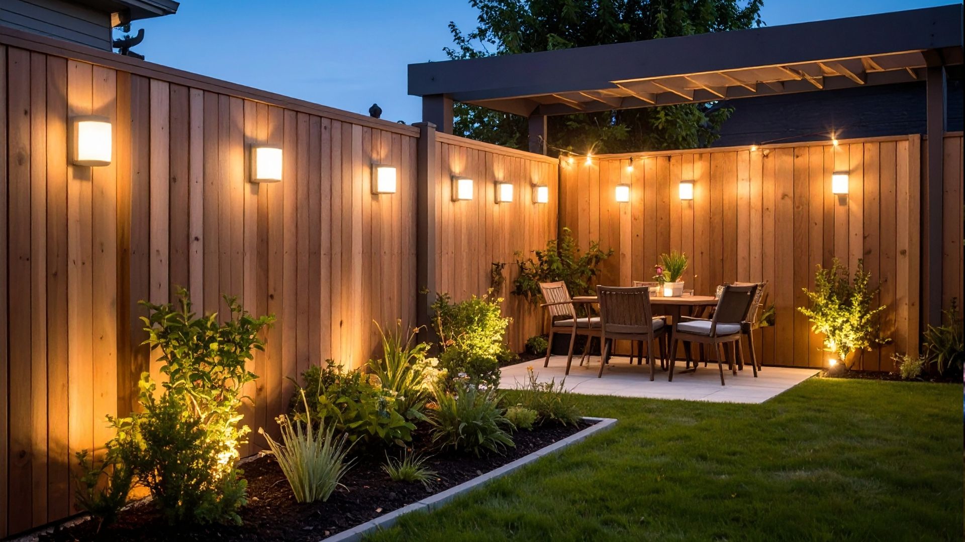 backyard fence lighting